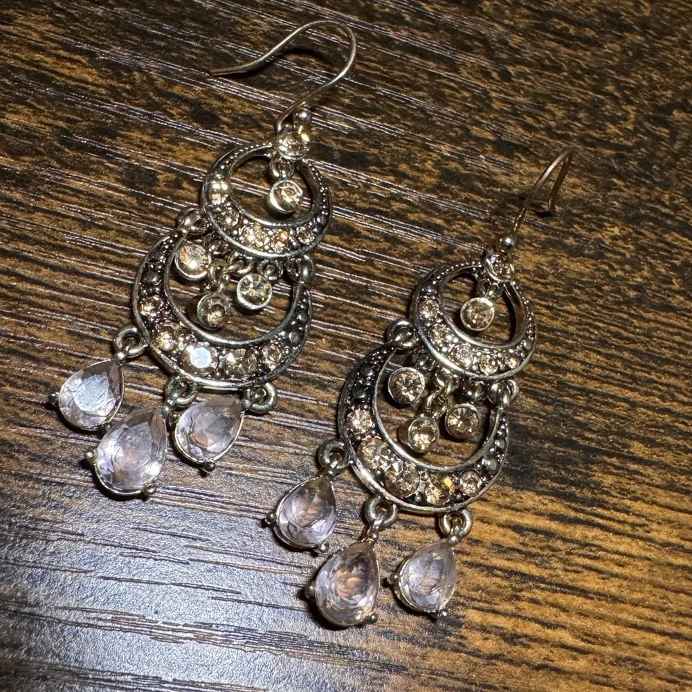 Victorian Silver Filigree Chandelier Earrings